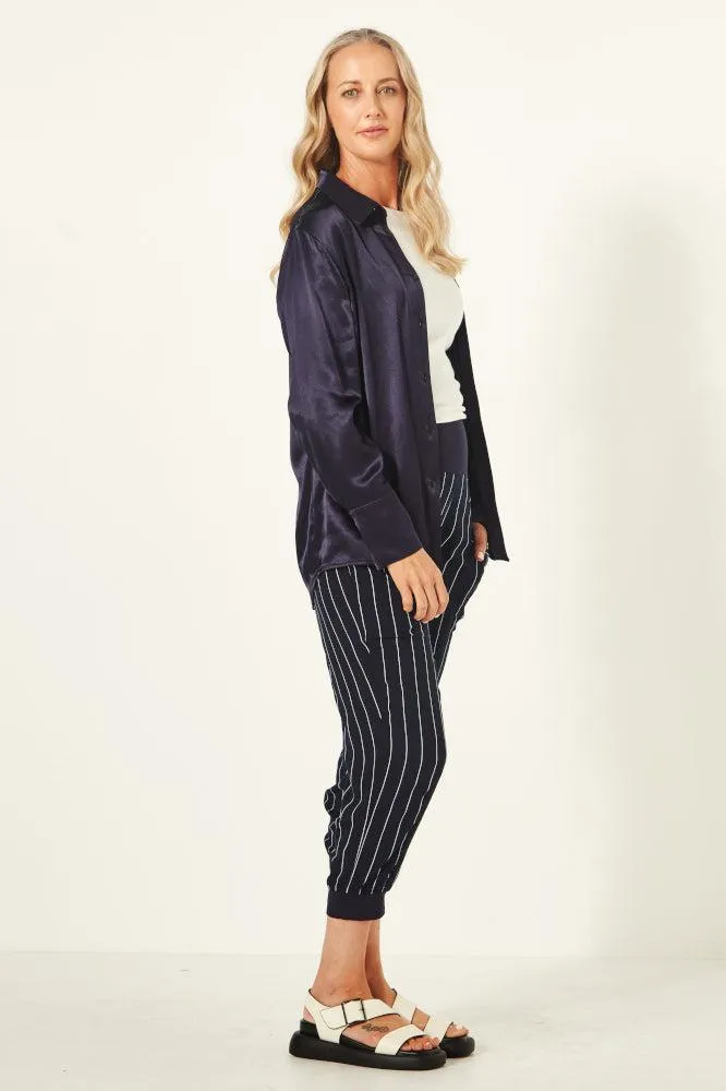 Lemon Tree Harem Pants Navy Stripe