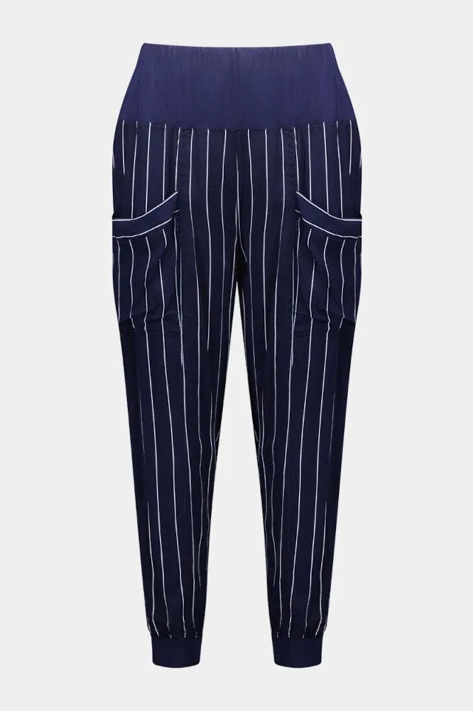 Lemon Tree Harem Pants Navy Stripe