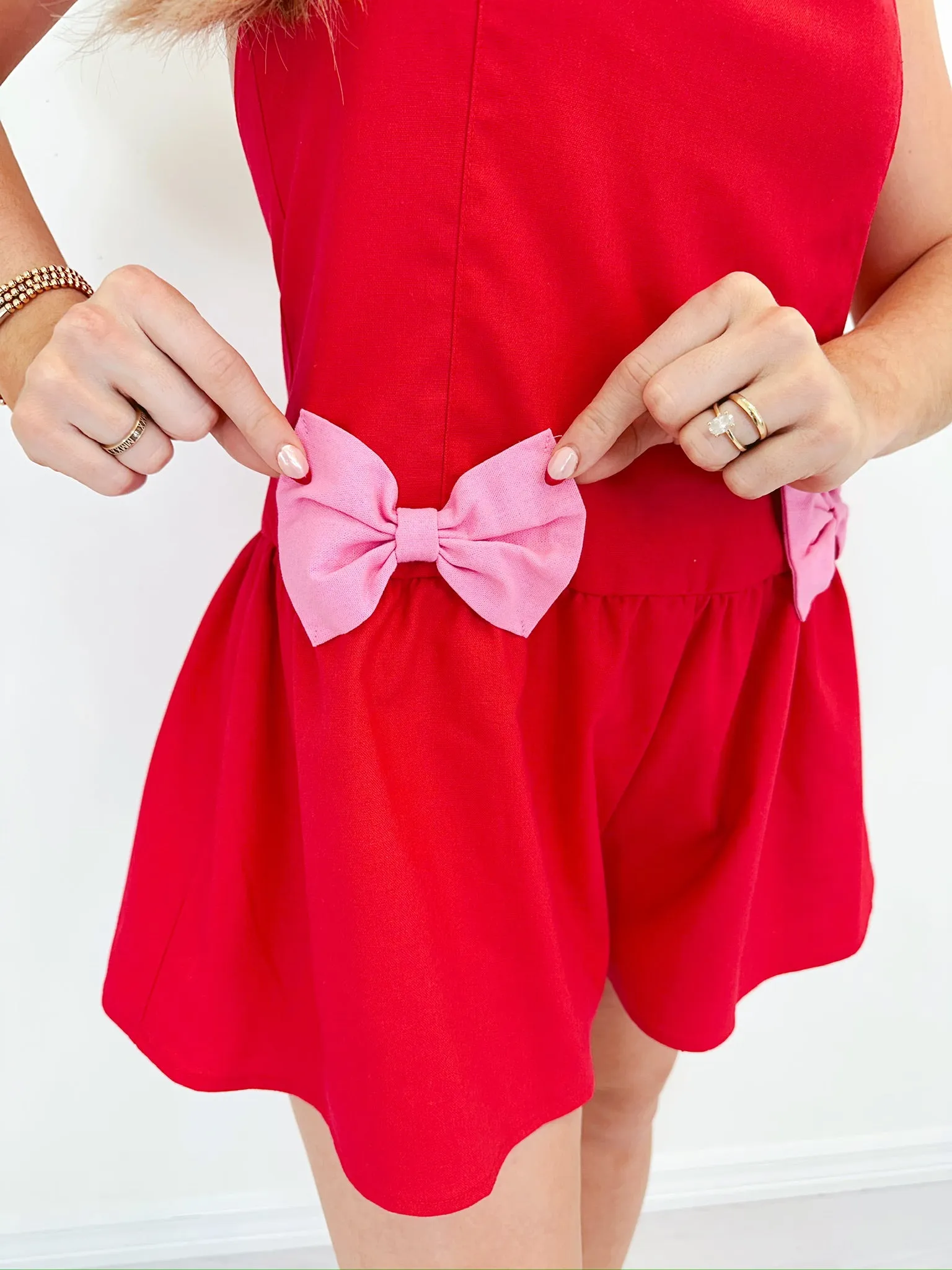 Let's Bow Backless Halter Romper
