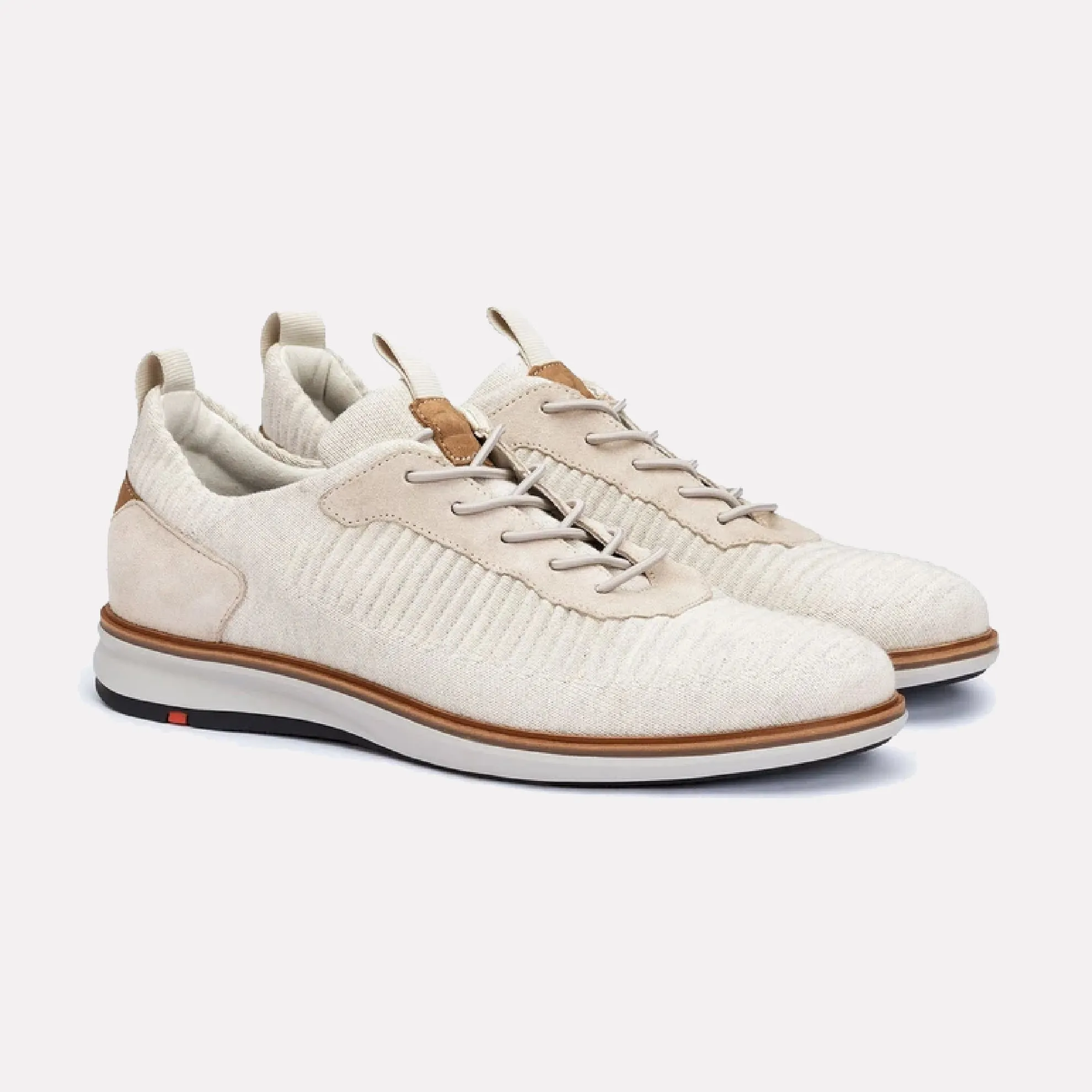 LLOYD "MALIX" Fly Knit and Nova Suede Trainer / Off White