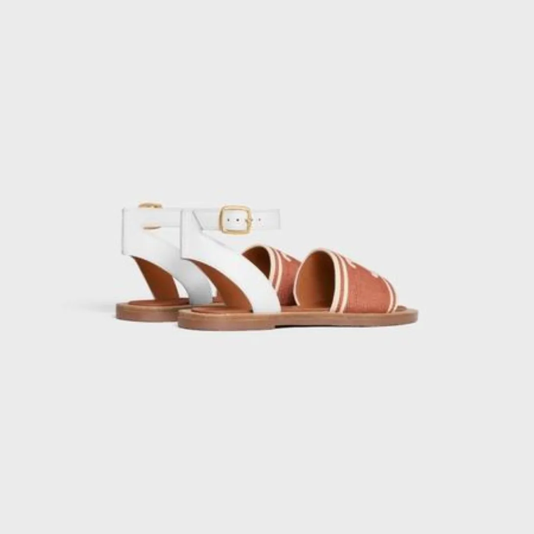 LYMPIA SANDAL in TRIOMPHE JACQUARD CANVAS & CALFSKIN