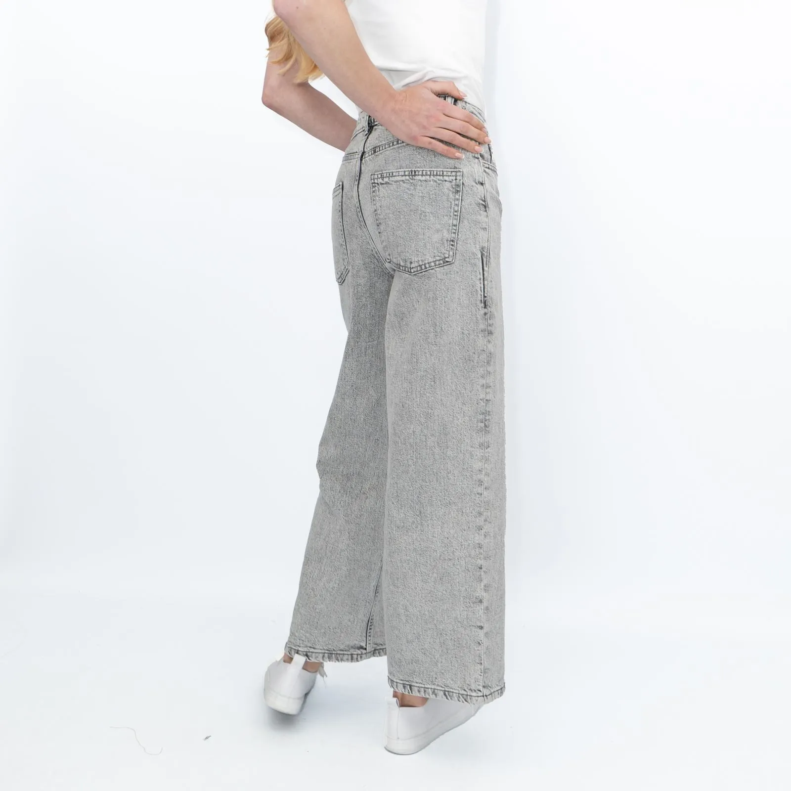 M&S Women's Wide Leg Jeans Grey