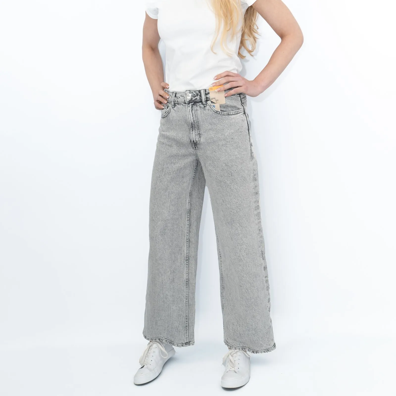M&S Women's Wide Leg Jeans Grey