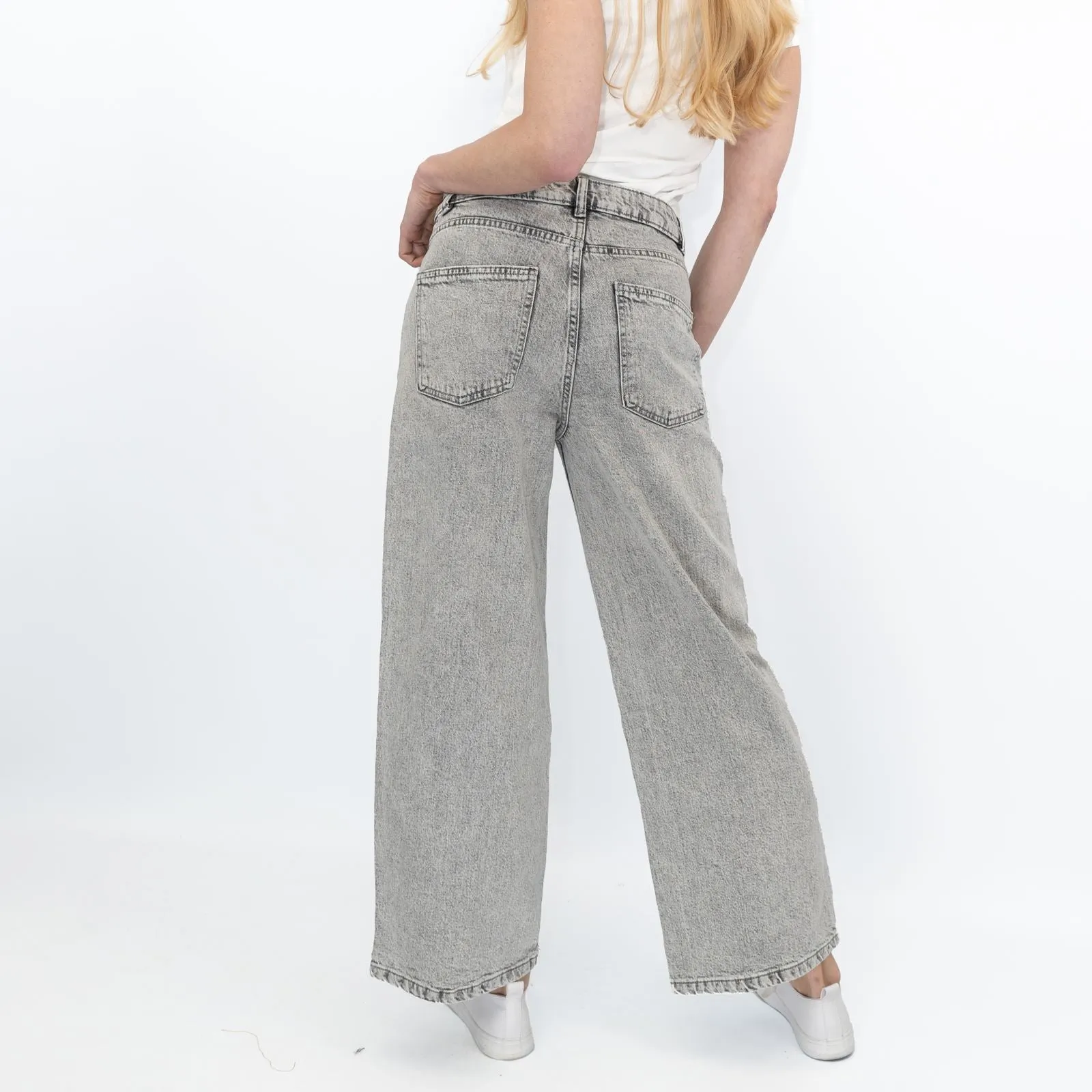 M&S Women's Wide Leg Jeans Grey