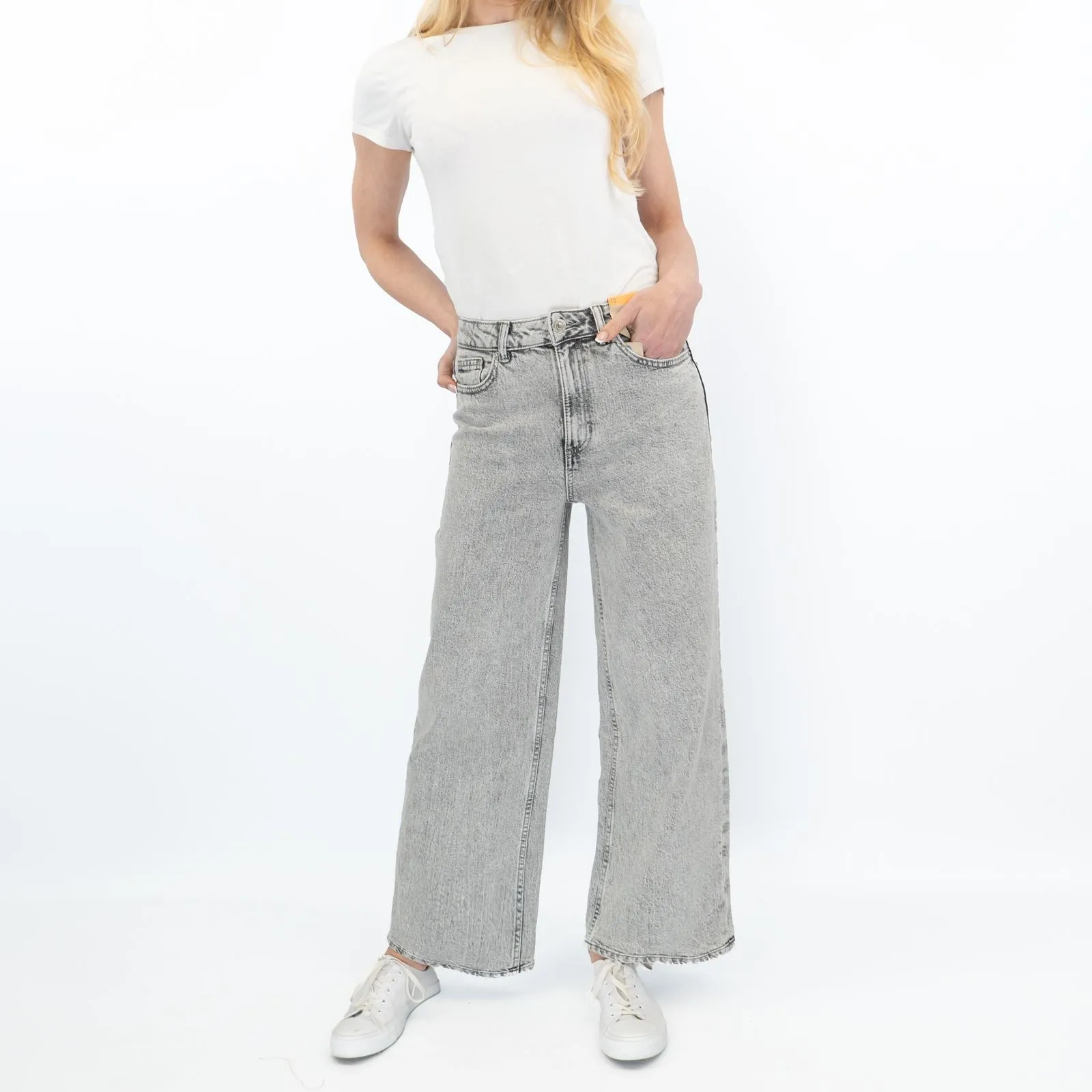 M&S Women's Wide Leg Jeans Grey