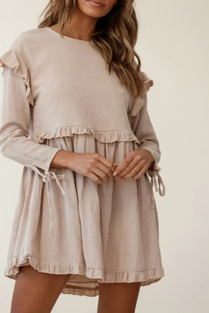 Marion Long Sleeve Shift Dress Mocha