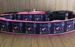 Martingale  Collar/ Large/ Medium/ Peace Love and Rescue Pink