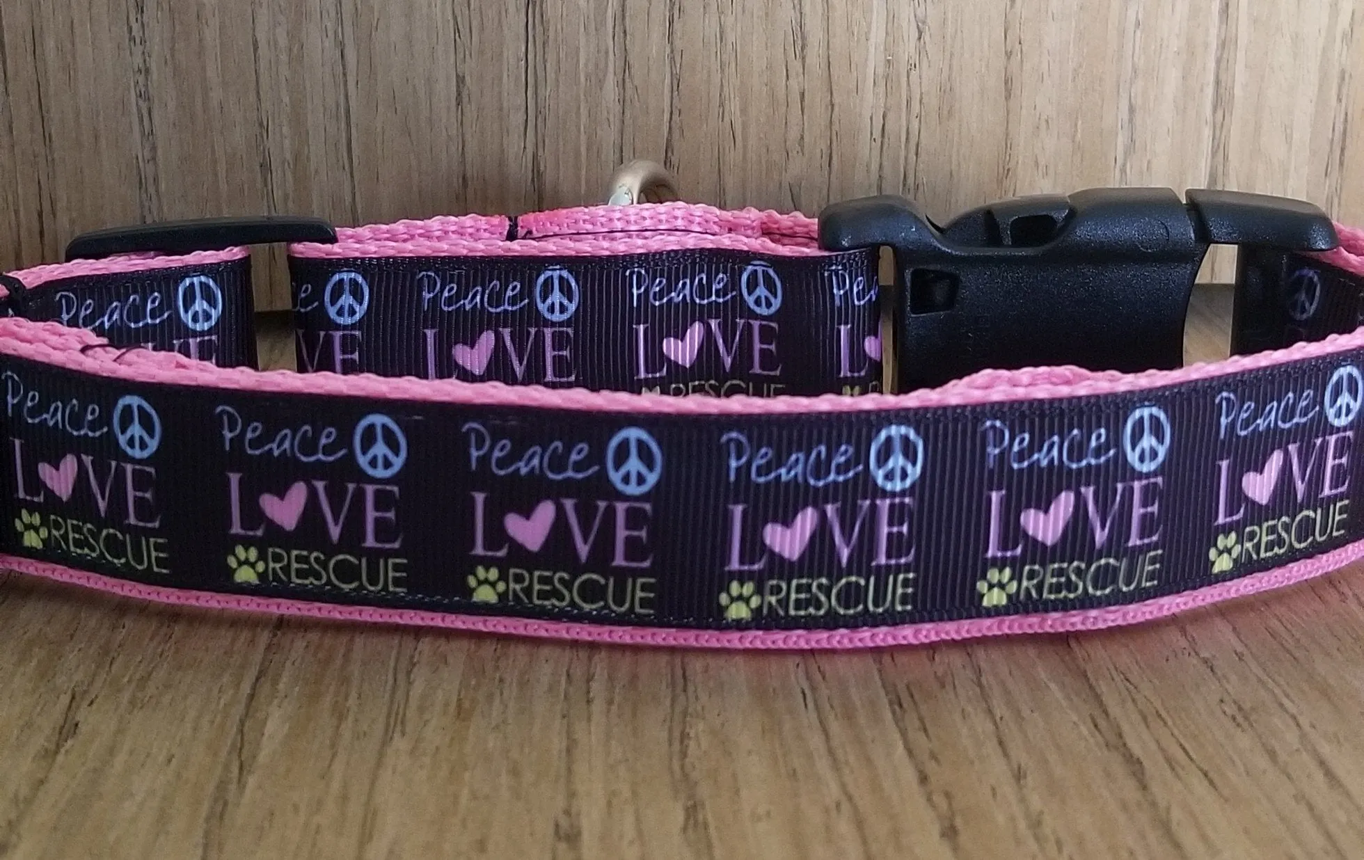 Martingale  Collar/ Large/ Medium/ Peace Love and Rescue Pink