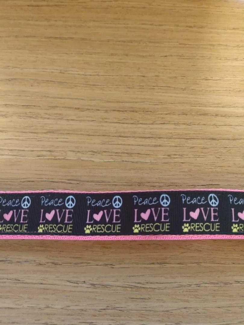 Martingale  Collar/ Large/ Medium/ Peace Love and Rescue Pink