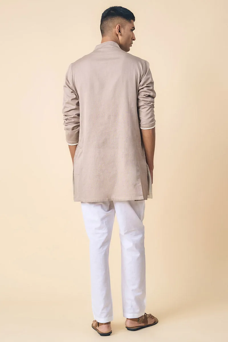 Medium Grey Kurta With Contrast Detailing