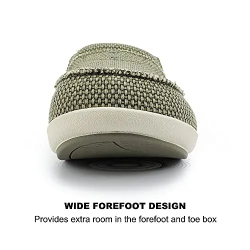 Mens Slippers with Arch Support, Plantar Fasciitis Slipper for Men with Cozy Fuzzy Wool and Velvet Lining, Canvas Slip On Clog House Shoes with Indoor Outdoor Anti-Skid Rubber Sole, Light Olive, 8.5