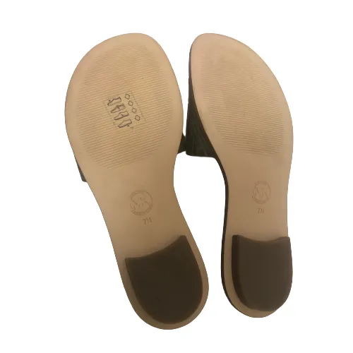 Michael Kors Olive Green Leather 'Deanna' Sandals | Like New |