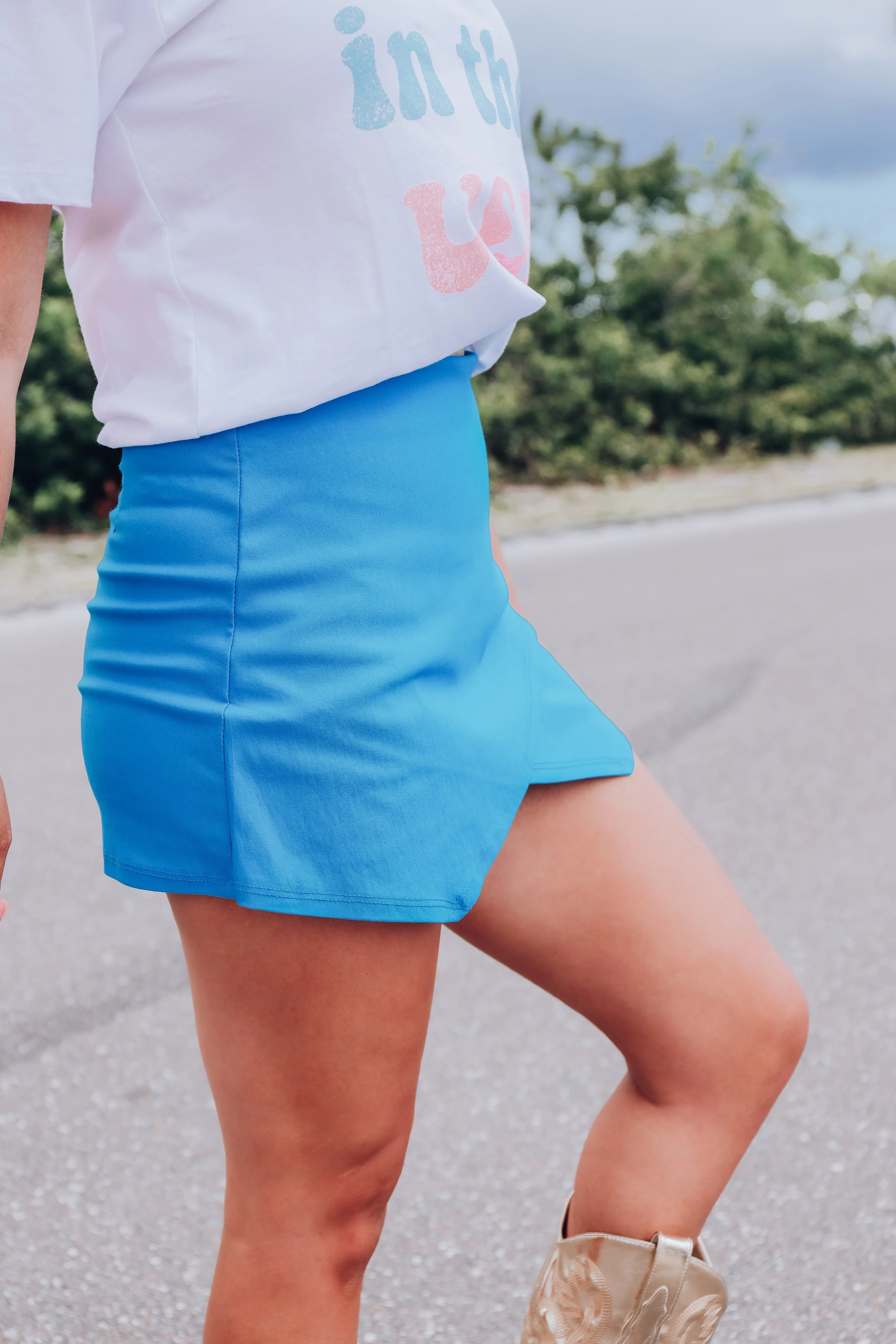 Milania Asymmetrical Hem Skort - Blue