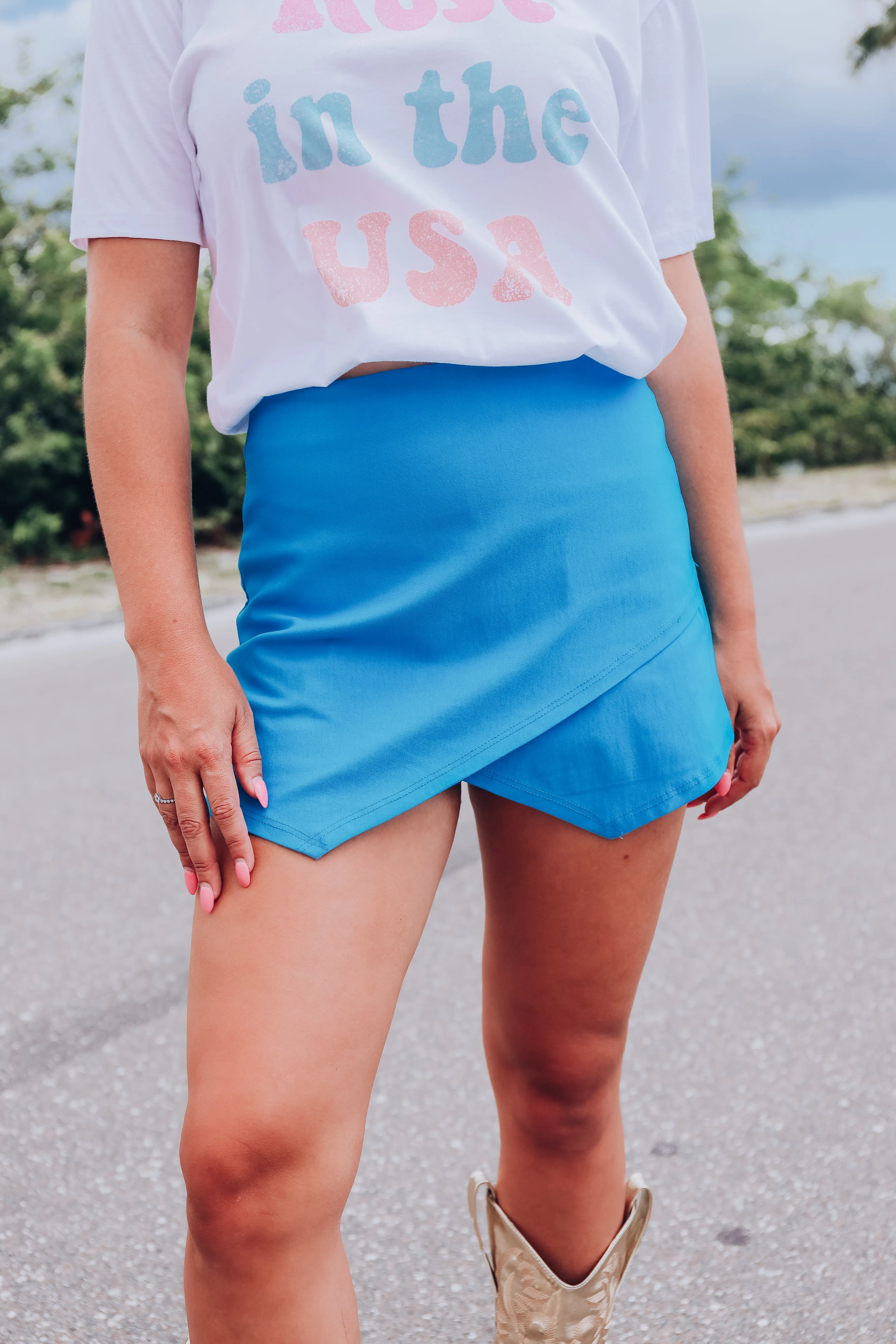 Milania Asymmetrical Hem Skort - Blue