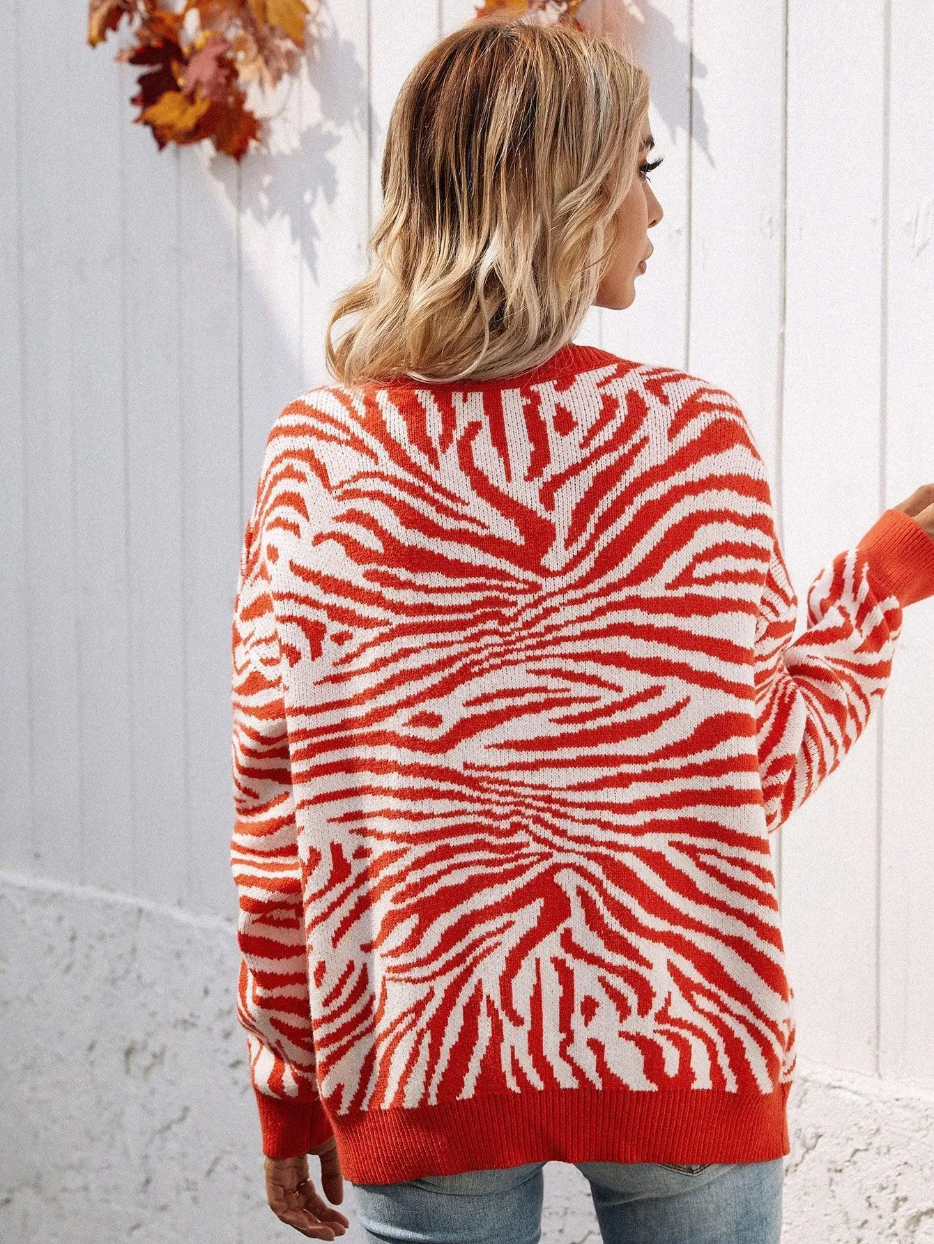 Modern Elegance Button Down Zebra Print Cardigan