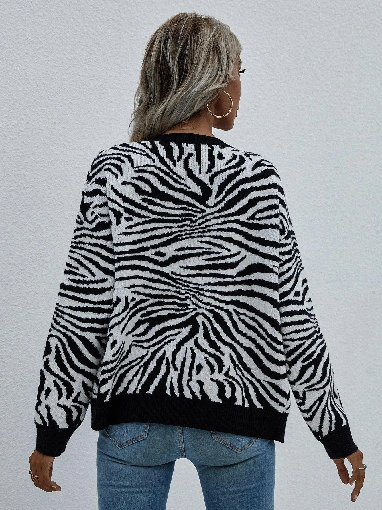 Modern Elegance Button Down Zebra Print Cardigan