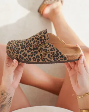 Mules femme léopard avec boucle - Barbara