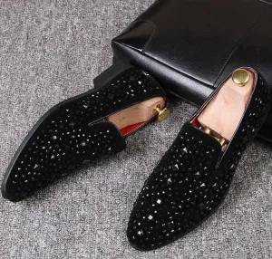 New Black Spikes Luxury Men's Loafers 2023 Fashion Party Flats