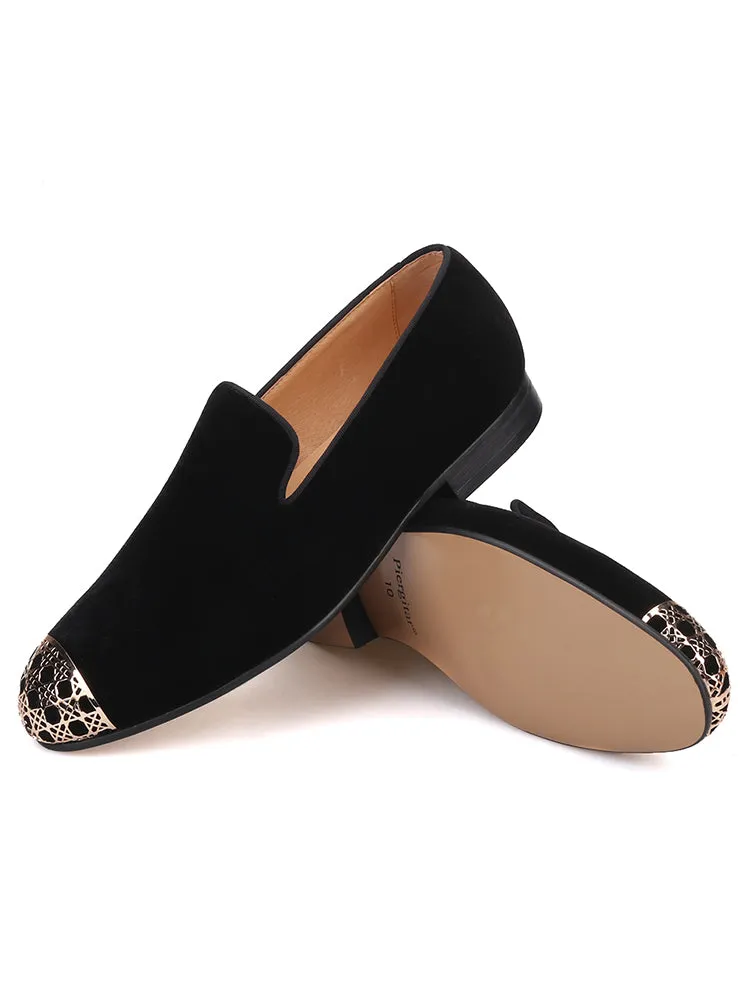 New five-color handmade European and American slip-on loafers, velvet slip-ons, new metal buckle trendy wedding shoes