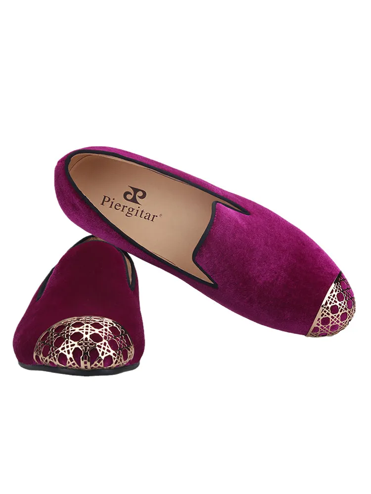 New five-color handmade European and American slip-on loafers, velvet slip-ons, new metal buckle trendy wedding shoes