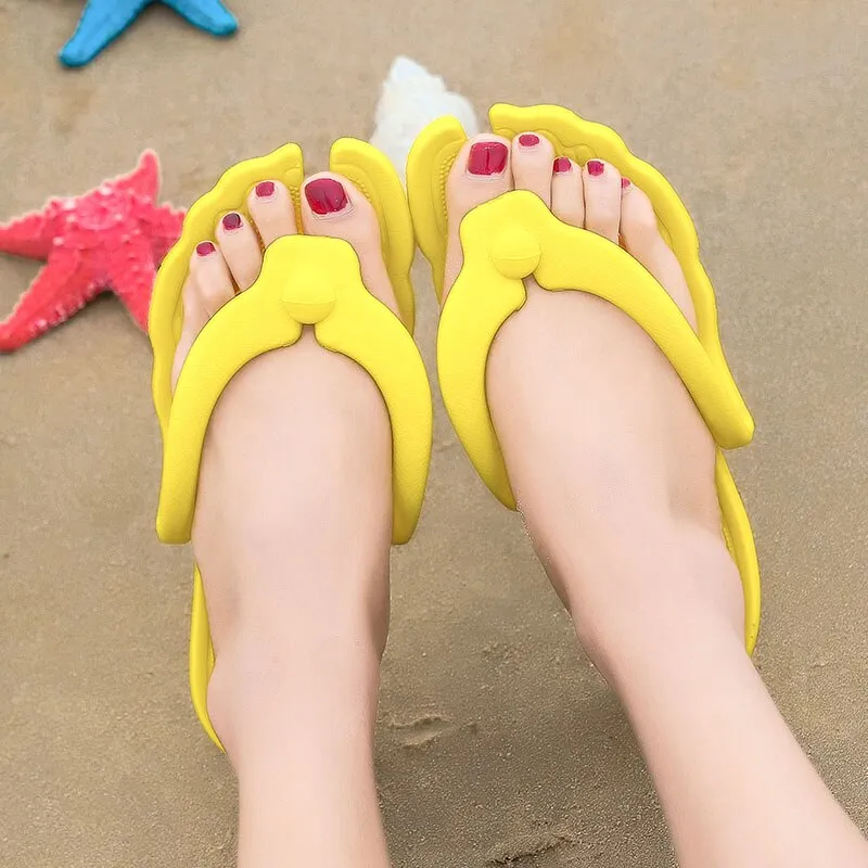 Plus Size Slippers Strange Toe Shape Couple Flip Flops Bathroom Massage Slippers