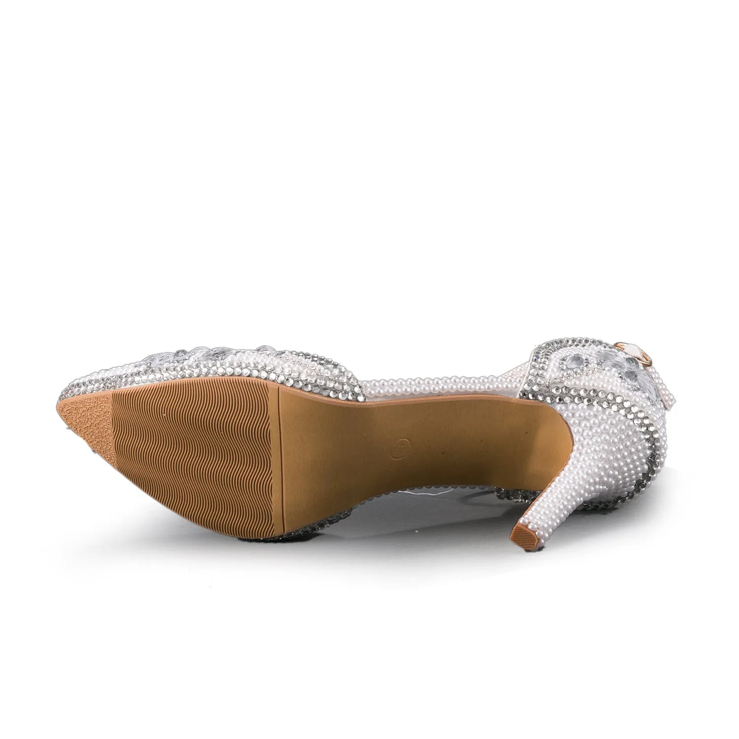 Pointed Thin Heel Pearl Diamond Wedding Shoes