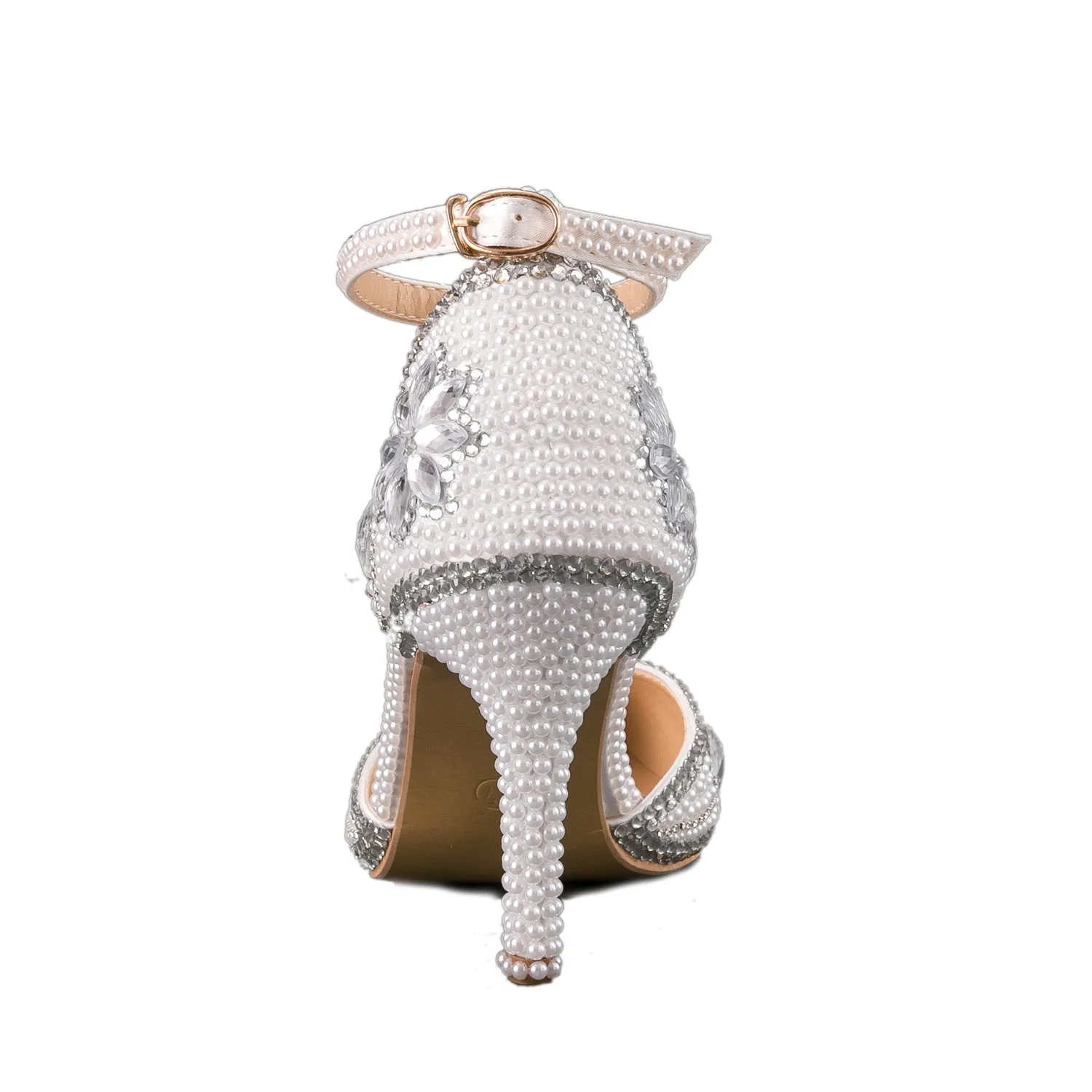Pointed Thin Heel Pearl Diamond Wedding Shoes