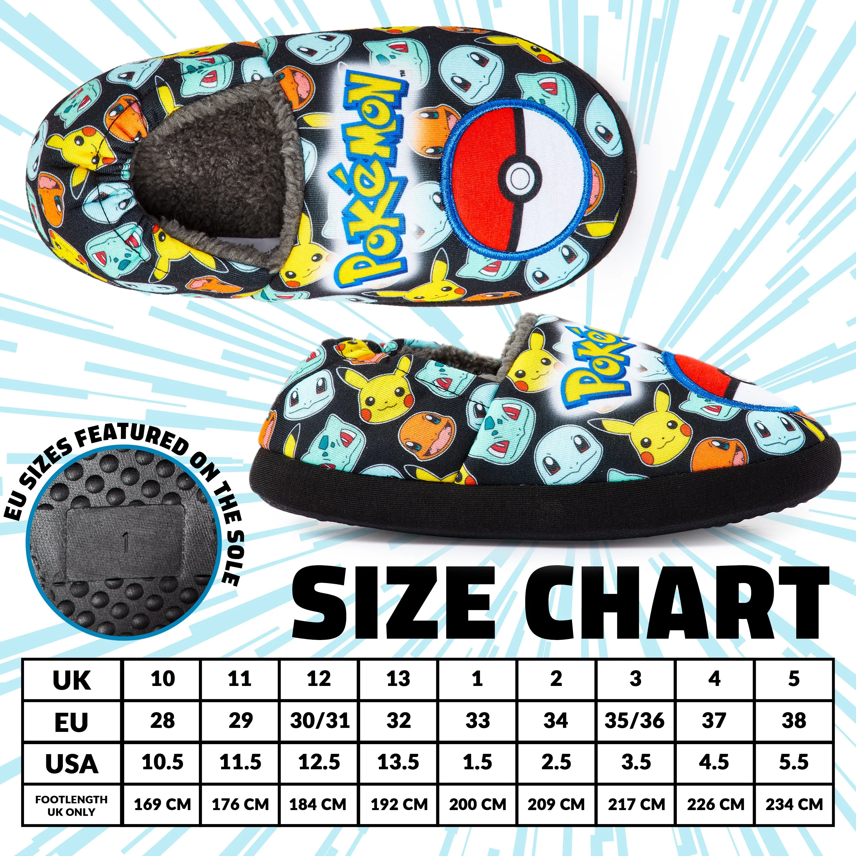 Pokemon Boys Slippers Boot Slippers Pikachu Bulbasaur Soft Kids Slippers Non Slip