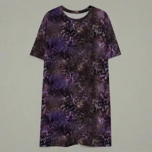 Purple Animal Print Oversized T-Shirt Dress 2XS-6XL