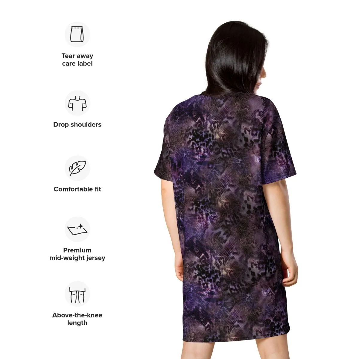 Purple Animal Print Oversized T-Shirt Dress 2XS-6XL