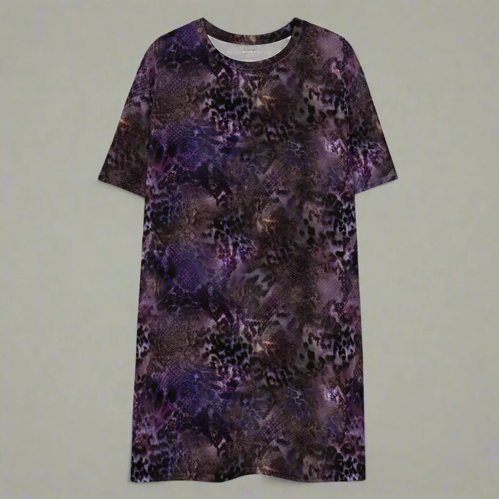 Purple Animal Print Oversized T-Shirt Dress 2XS-6XL