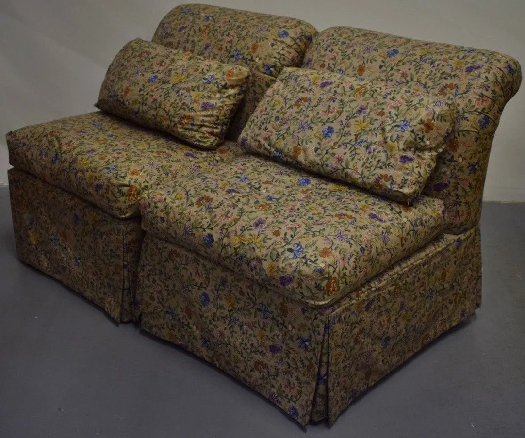 "Pair x Petite Fleur Glazed Chintz Slipper Chairs"