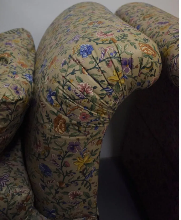 "Pair x Petite Fleur Glazed Chintz Slipper Chairs"