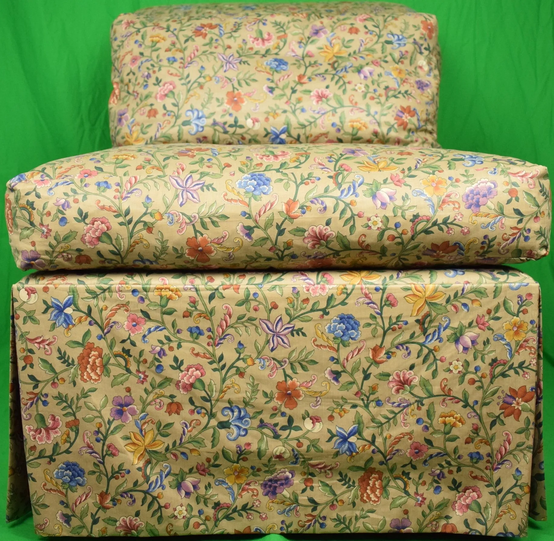"Pair x Petite Fleur Glazed Chintz Slipper Chairs"