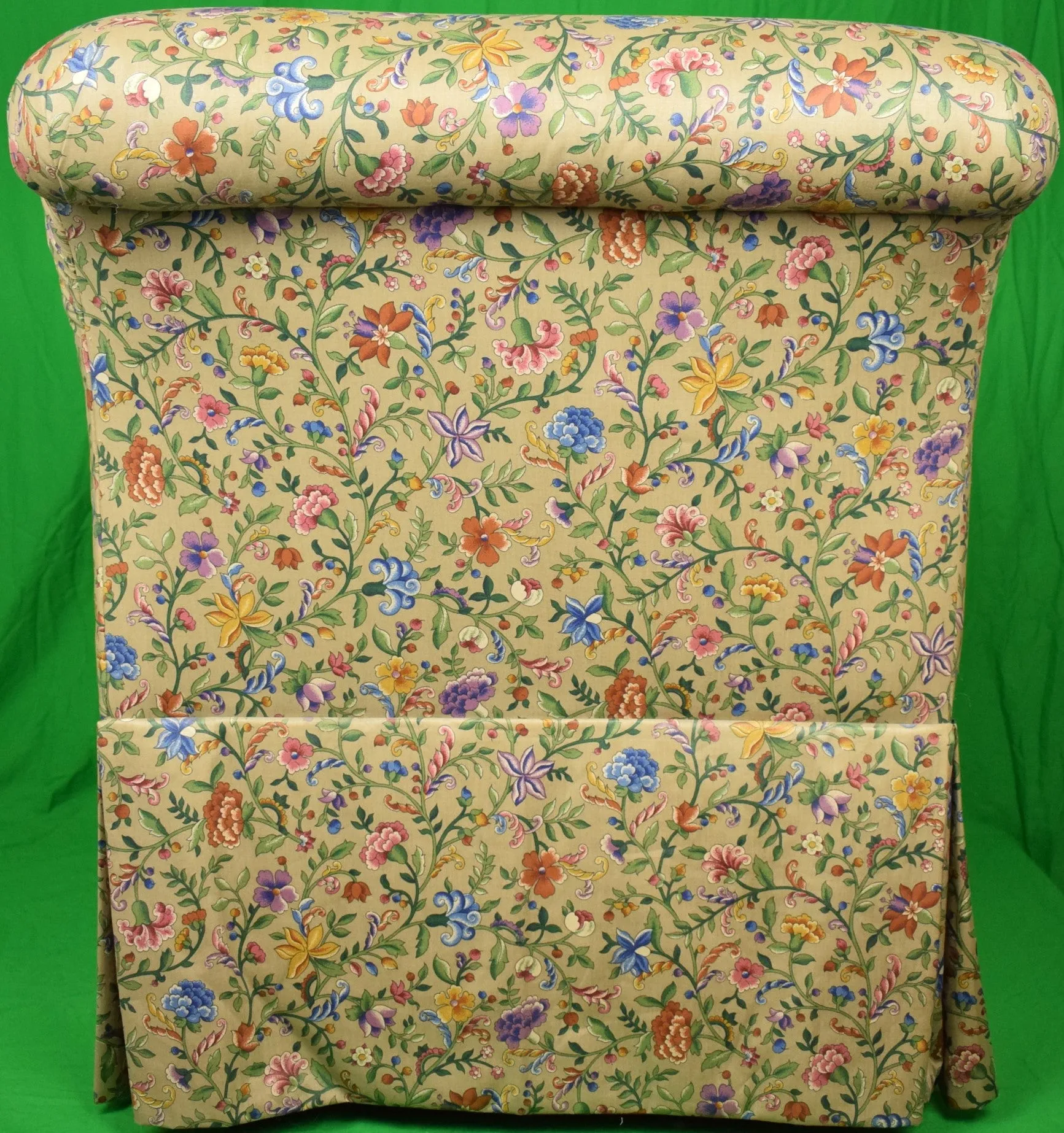 "Pair x Petite Fleur Glazed Chintz Slipper Chairs"
