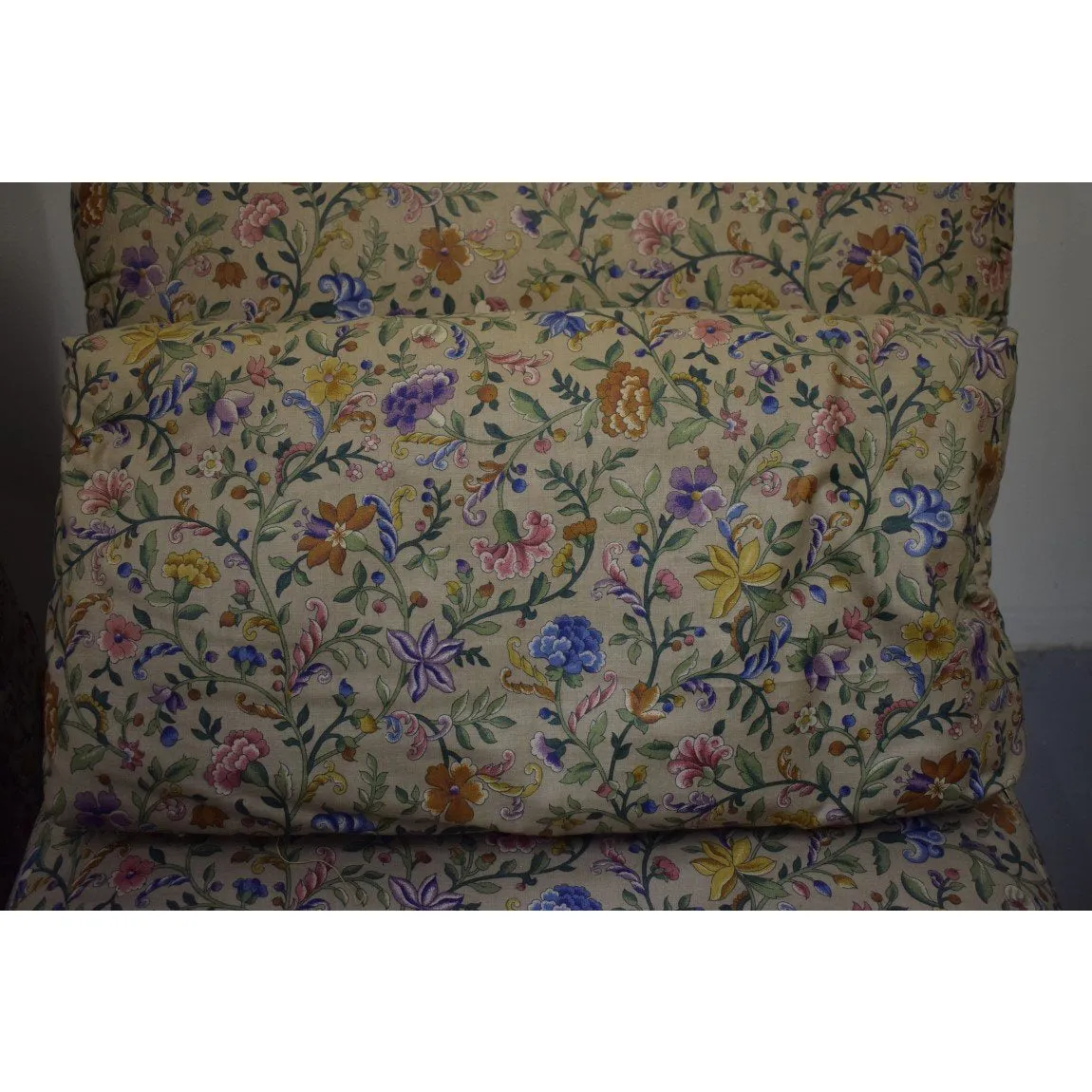 "Pair x Petite Fleur Glazed Chintz Slipper Chairs"