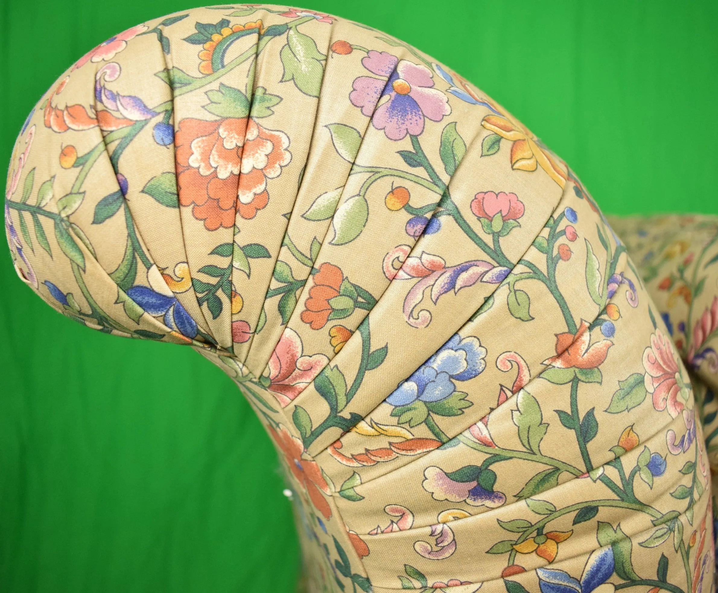 "Pair x Petite Fleur Glazed Chintz Slipper Chairs"