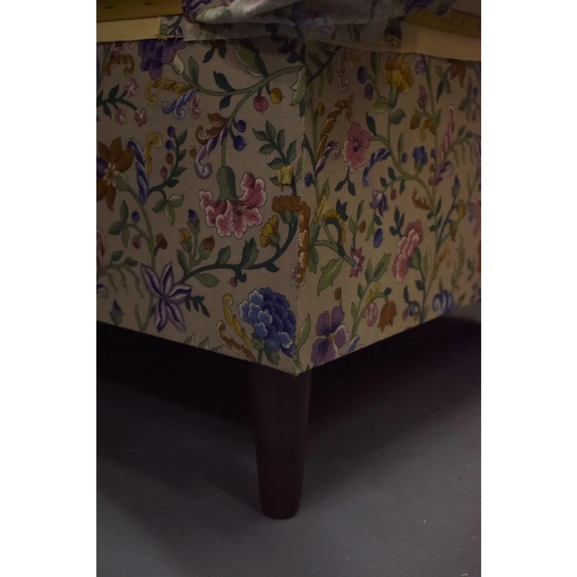 "Pair x Petite Fleur Glazed Chintz Slipper Chairs"