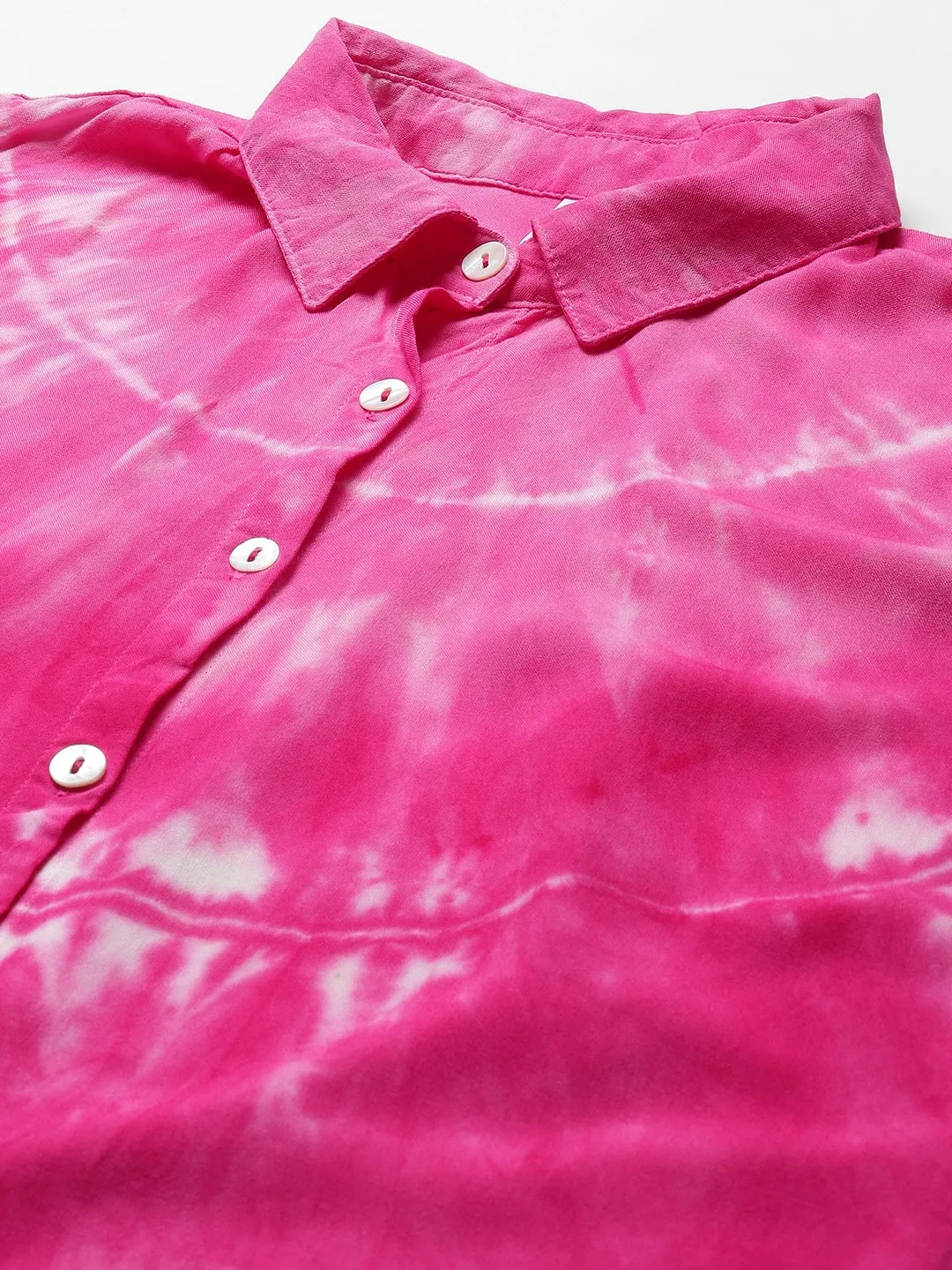 Rayon Tie Dye Pink Loose Fit Shirt