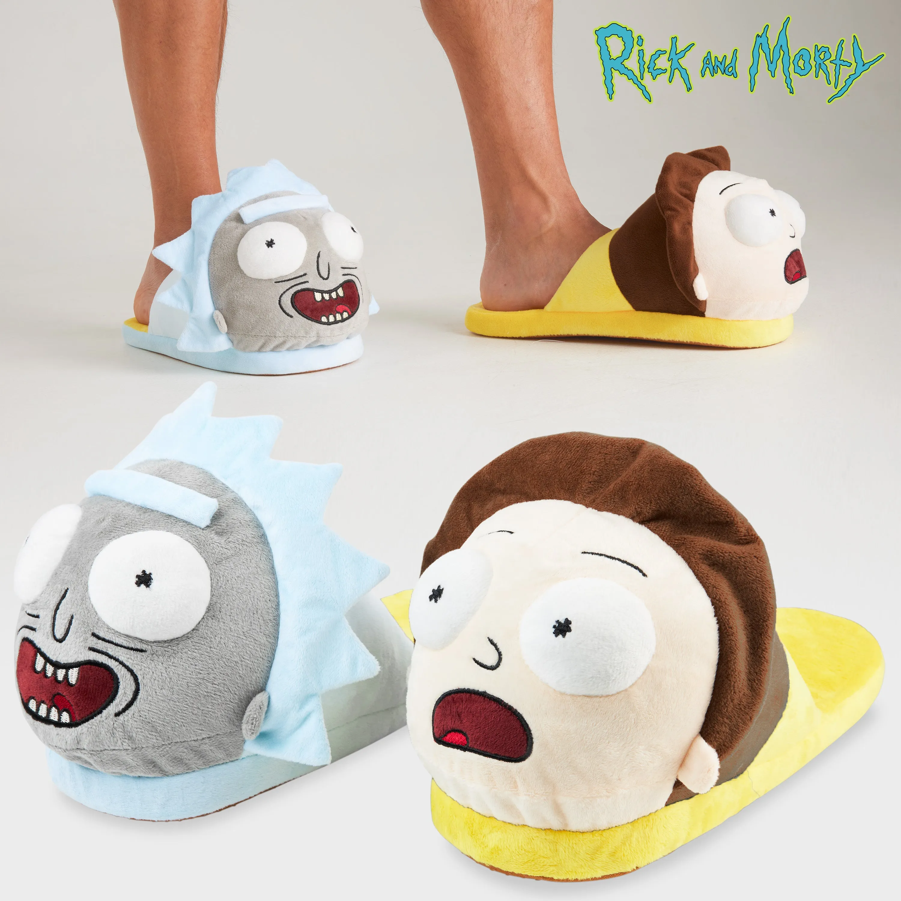 RICK AND MORTY Men's Slippers - 3D Plush Warm Indoor House Shoes Men Teenagers Size 5-10 Non Slip Sole - Gifts for Him
