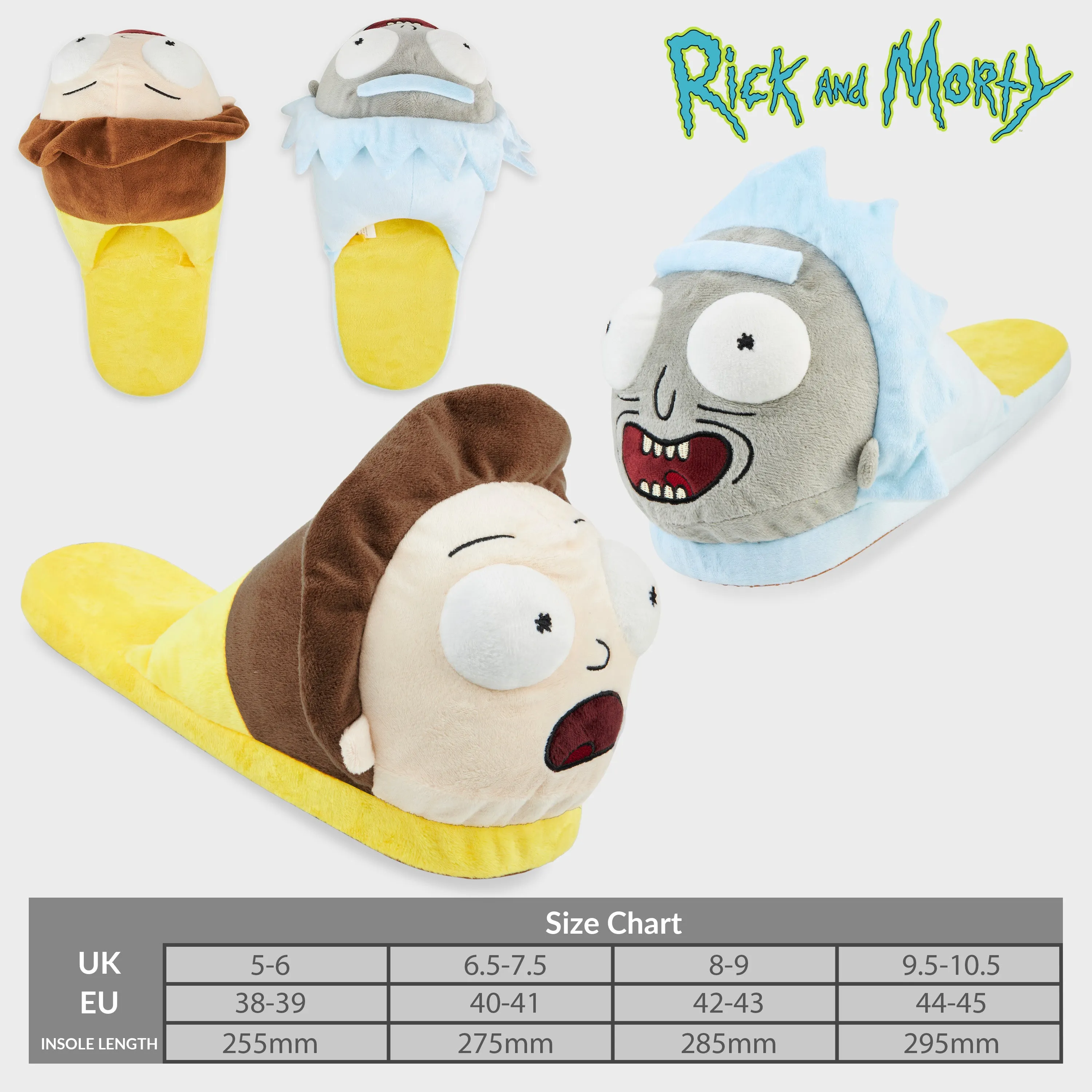 RICK AND MORTY Men's Slippers - 3D Plush Warm Indoor House Shoes Men Teenagers Size 5-10 Non Slip Sole - Gifts for Him