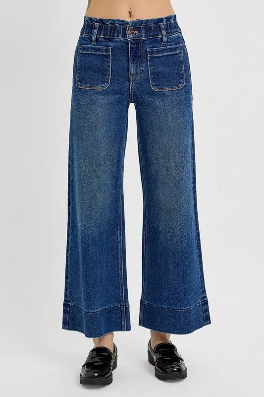 RISEN Elastic Band Wide Leg Jeans
