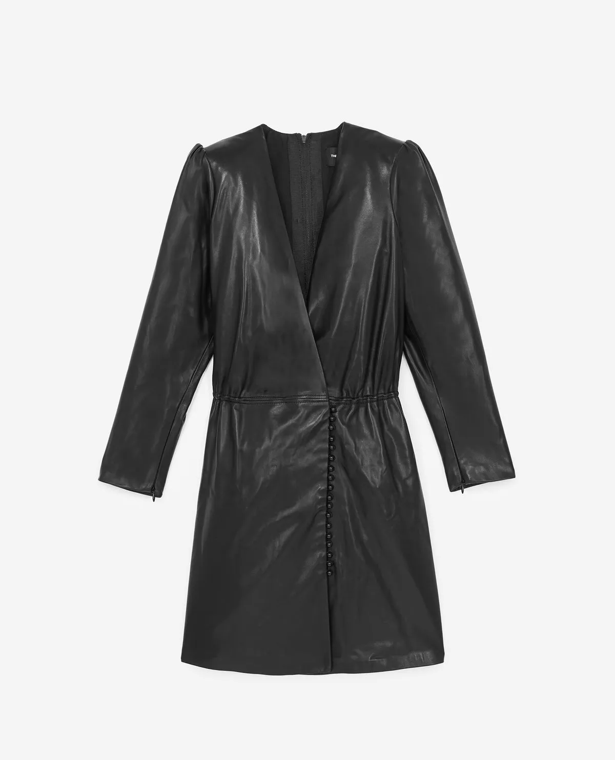 Robe courte manches longues en cuir