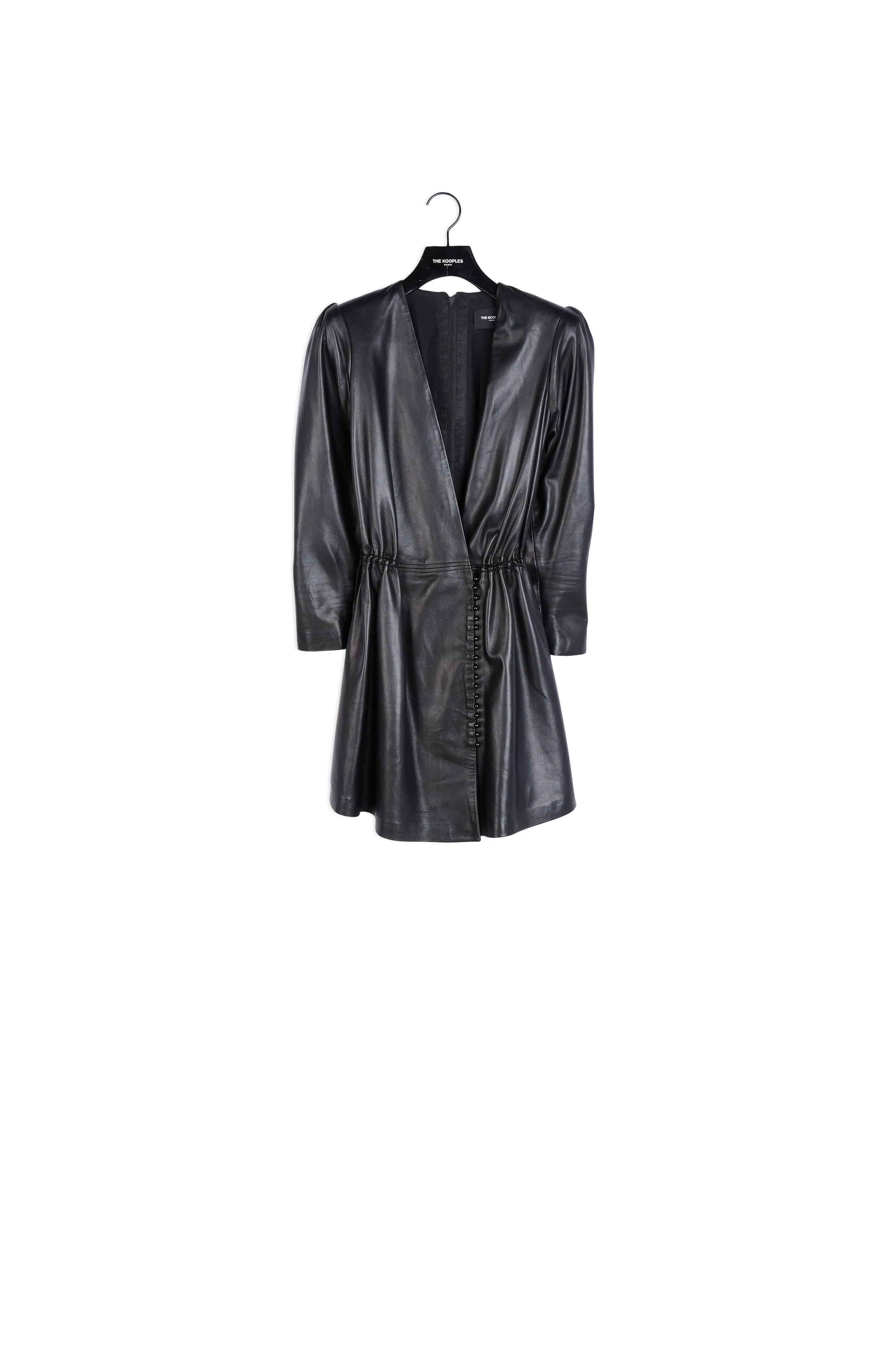 Robe courte manches longues en cuir