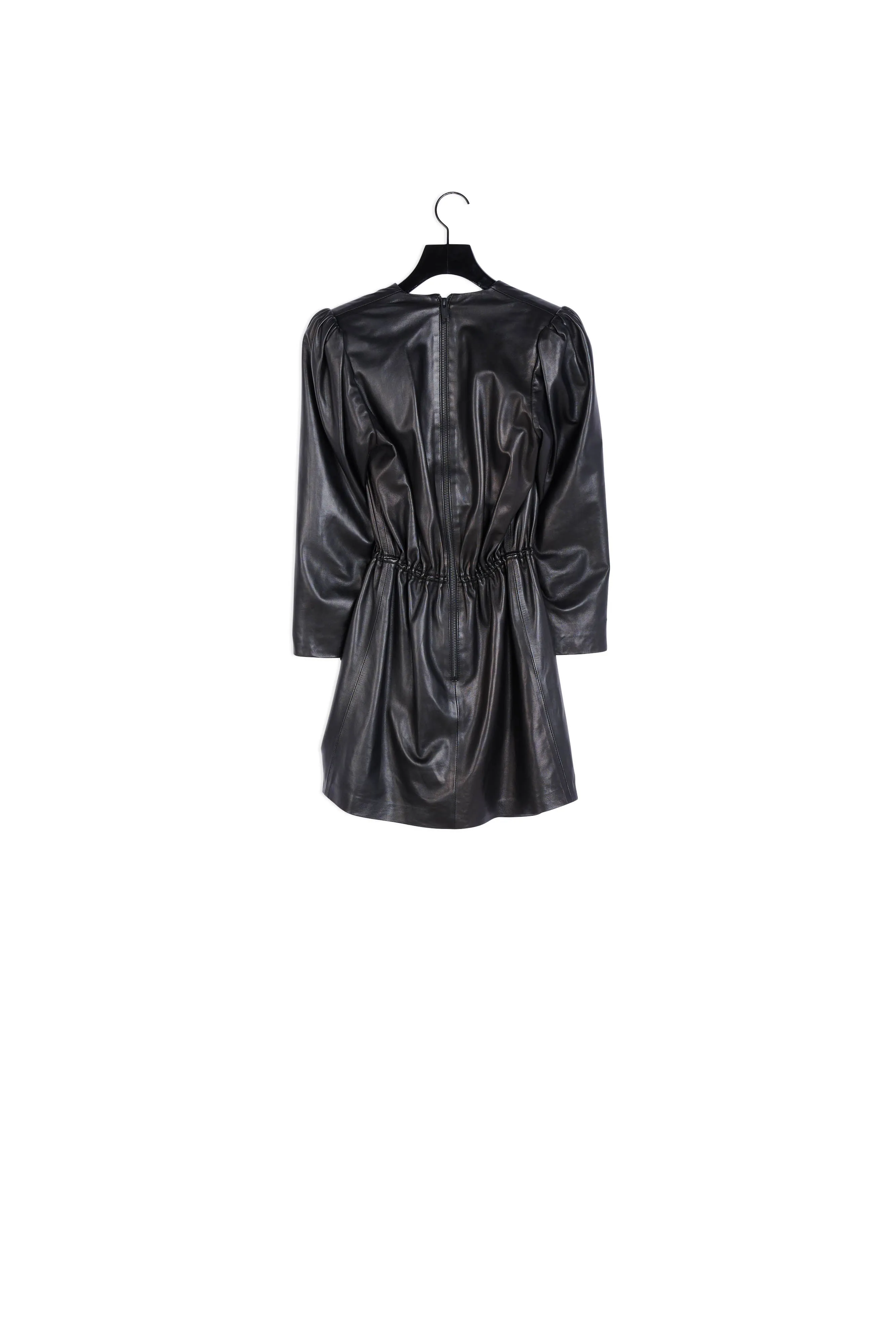 Robe courte manches longues en cuir