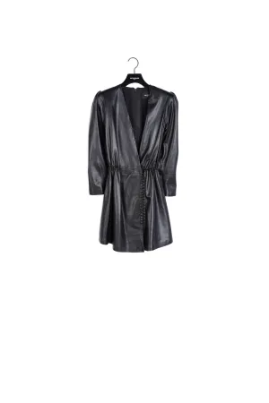 Robe courte manches longues en cuir