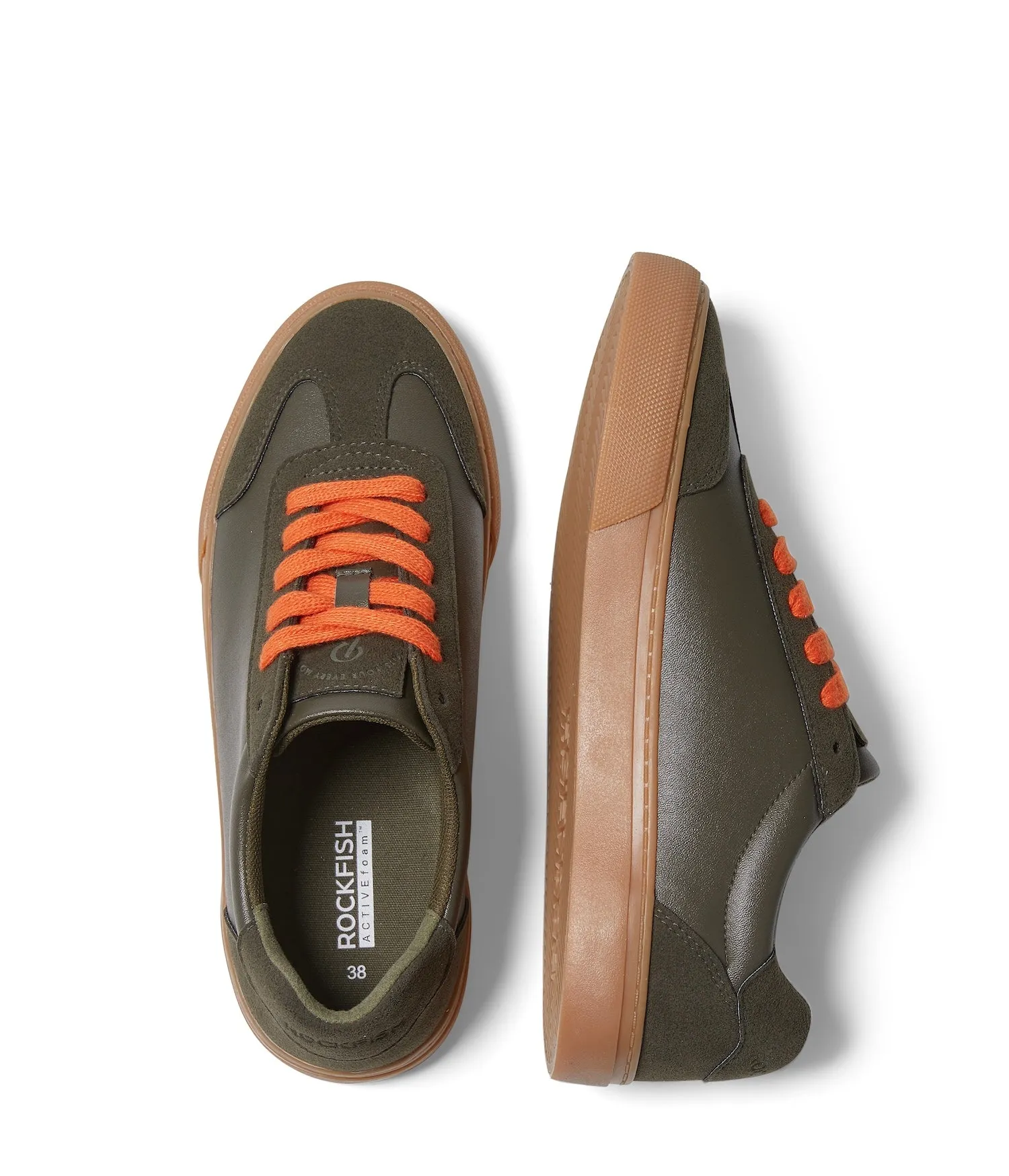 ROCKFISH  Green / Gum 901 DWR Orange lace detail womens trainers