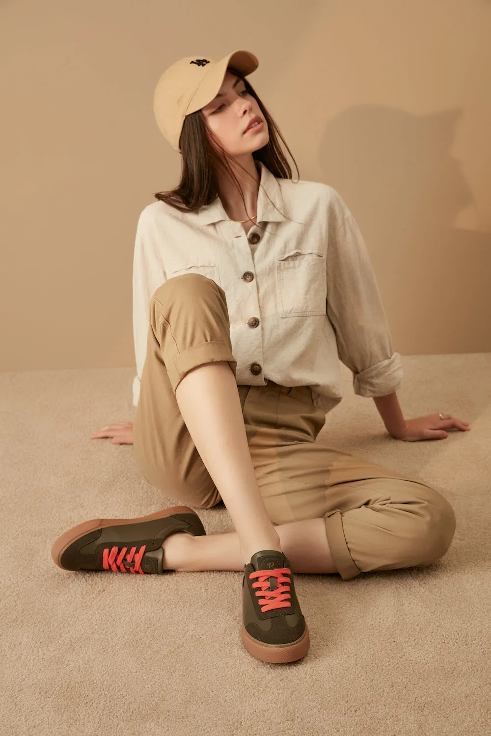 ROCKFISH  Green / Gum 901 DWR Orange lace detail womens trainers