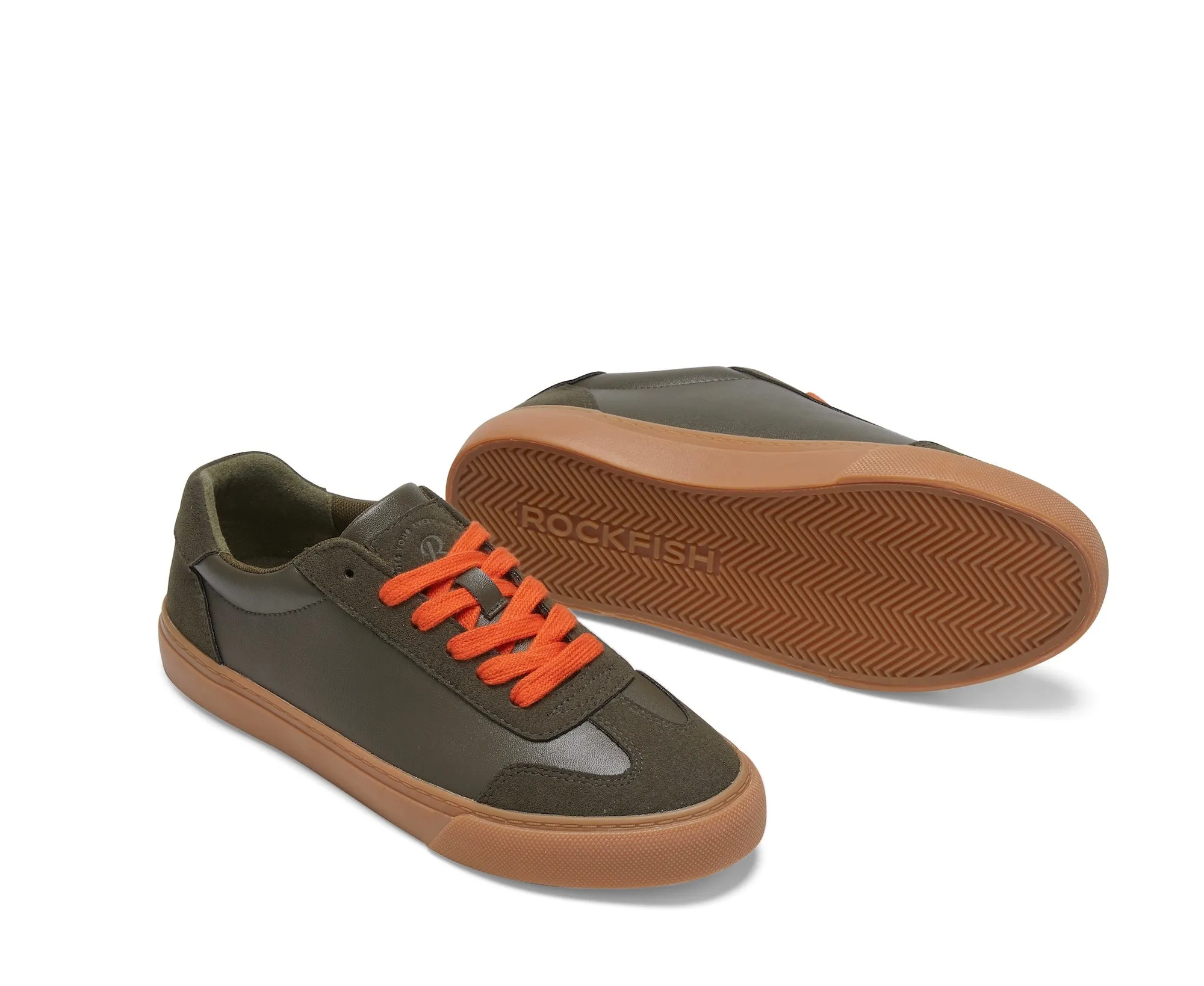 ROCKFISH  Green / Gum 901 DWR Orange lace detail womens trainers