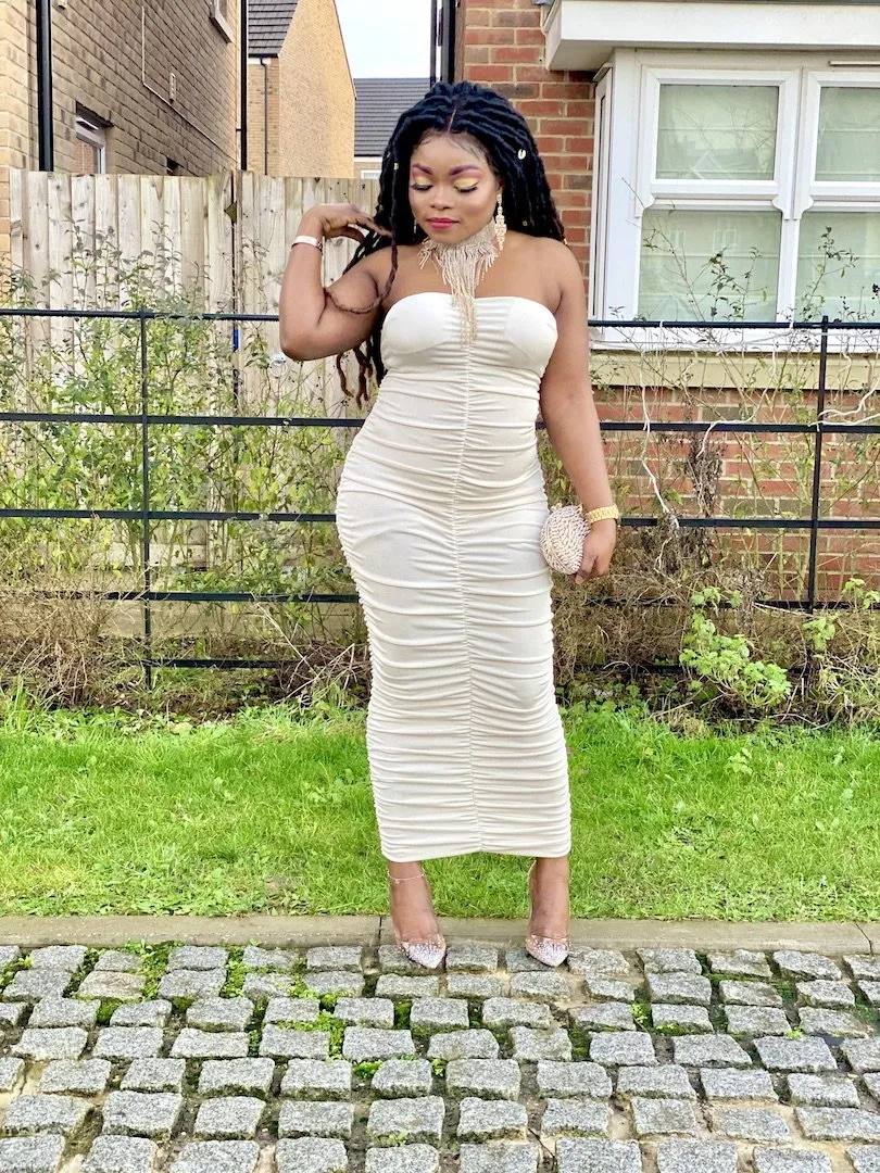 Ruched Bandeau Midi Dress